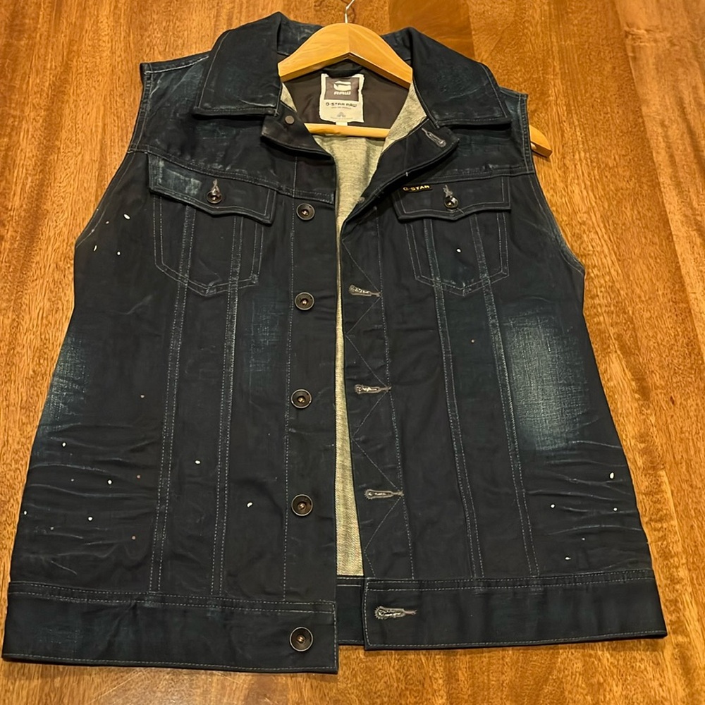 G-Star Raw Denim Speckled Street Vest Size Large